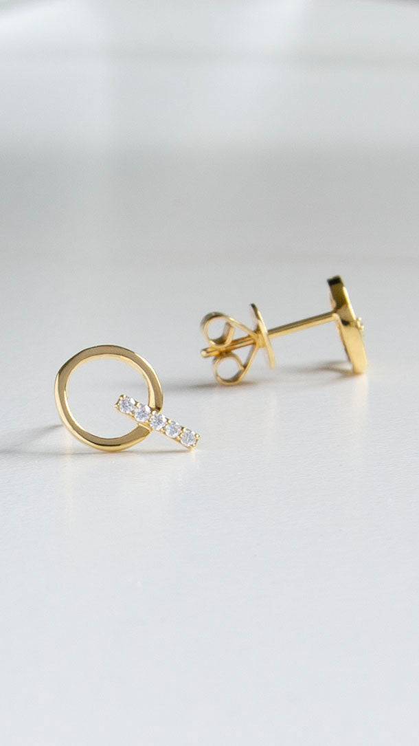 Circlet Diamond Bar Studs